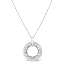 Load image into Gallery viewer, .925 Sterling Silver Prong-Set Diamond Accent Satin Finished Double Circle 18" Pendant Necklace (I-J Color, I1-I2 Clarity)
