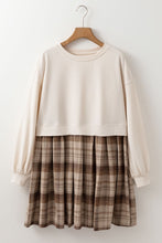 Load image into Gallery viewer, Vintage Plaid Round Neck Long Sleeve Mini Dress Cozy &amp; Stylish Dress Retro Design Dress For Party
