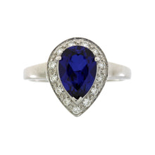 Load image into Gallery viewer, Created Sapphire Moissanite Ring Sterling Silver
