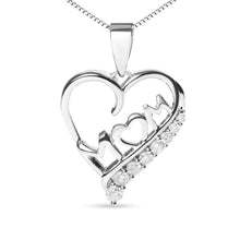 Load image into Gallery viewer, .925 Sterling Silver 1/4 Cttw Diamond  "Mom" and Open Heart 18" Pendant Necklace (I-J Color, I2-I3 Clarity)
