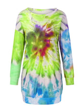 Load image into Gallery viewer, Full Size Tie-Dye Round Neck Long Sleeve Dress Trendy &amp; Comfortable Casual Dress for Women
