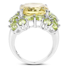 Load image into Gallery viewer, 9.38 Carat Genuine Lemon Quartz &amp; Peridot .925 Sterling Silver Ring
