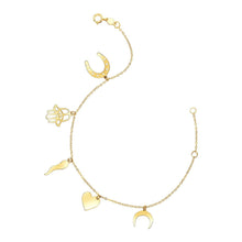 Load image into Gallery viewer, 14k Yellow Gold 7 inch Bracelet with Polished Charms
