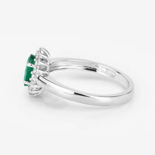 Load image into Gallery viewer, 0.86 Carat Genuine Zambian Emerald and White Diamond 14K White Gold Ring
