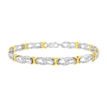 Load image into Gallery viewer, 10k Yellow Gold Plated Sterling Silver 1/4 cttw Diamond Infinity and X Link Bracelet (I-J Clarity, I2-I3 Color) - Size 7.25"
