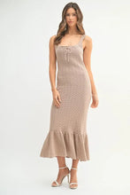 Load image into Gallery viewer, Ruffled Hem Sleeveless Crochet Knit Midi Dress For Women – Crochet Knit Dress, Ruffled Hem Dress, Sleeveless Midi Dress, Summer Dress, Elegant Knit Dress
