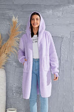 Load image into Gallery viewer, Red Double Take Full Size Hooded Teddy Bear Jacket with Thumbholes Ultra-Cozy &amp; Stylish Comfortable Outerwear
