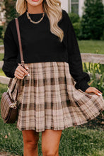 Load image into Gallery viewer, Vintage Plaid Round Neck Long Sleeve Mini Dress Cozy &amp; Stylish Dress Retro Design Dress For Party
