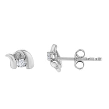 Load image into Gallery viewer, .925 Sterling Silver Round Cut Diamond Fashion Stud Earrings (0.10 cttw, I-J Color, I2-I3 Clarity)
