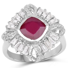 Load image into Gallery viewer, 2.66 Carat Glass Filled Ruby and White Topaz .925 Sterling Silver Ring
