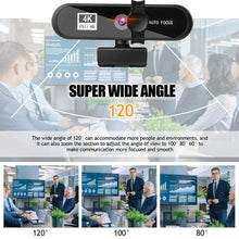 Load image into Gallery viewer, 2K 4K Pc Webcam With Gift Tripod Autofocus Usb Web Camera Laptop Mini Camera 1080P with Microphone For Full Widescreen Laptop USB Webcams Privacy Shutter Tripod Desktop Notebook Webcam Video Calling Recording Webcam
