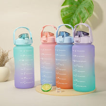 Load image into Gallery viewer, 2L Large Capacity Water Bottle With Straw With Time Marker Frosted Cup Girls Large Portable Travel Bottles Sports Fitness Cup Water Bottle With Time Marker 2L Drinking Bottles With Straw BPA Free 2L Leakproof Sports Water Bottles For Fitness Gym
