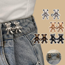 Load image into Gallery viewer, 2Pcs Bear Shaped Adjustable Jean Button Waist Buckle Snap Pants Buckle Extender Replacement Jeans Button Safety Pins No Sew Detachable Waist Body Fit Tighten Safety Pins
