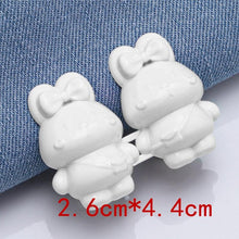 Load image into Gallery viewer, 2Pcs Bear Shaped Adjustable Jean Button Waist Buckle Snap Pants Buckle Extender Replacement Jeans Button Safety Pins No Sew Detachable Waist Body Fit Tighten Safety Pins
