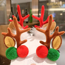 Load image into Gallery viewer, 2pcs Cute Deer Ear Hairpins Christmas Hair Clips For Girls Cartoon Antlers Barrettes Lovely Pompom Hairgrips Fashion Hair Accessories For Women
