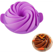 Load image into Gallery viewer, 2PCS New Luxury Large Spiral shape silicone Bundt Cake Pan 10- inch, Bread Bakeware Mold baking Tools Cyclone Shape Cake Mould  Baking Tool
