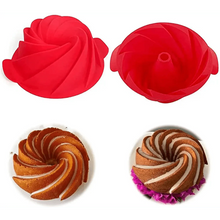 Load image into Gallery viewer, 2PCS New Luxury Large Spiral shape silicone Bundt Cake Pan 10- inch, Bread Bakeware Mold baking Tools Cyclone Shape Cake Mould  Baking Tool
