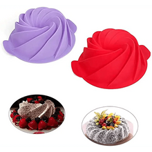 Load image into Gallery viewer, 2PCS New Luxury Large Spiral shape silicone Bundt Cake Pan 10- inch, Bread Bakeware Mold baking Tools Cyclone Shape Cake Mould  Baking Tool
