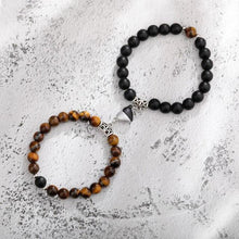 Load image into Gallery viewer, 2pcs/set Couple Bracelets Natural Stone Beads Heart Shaped Distance Magnet Attraction Couples Matching Stone Bracelet For Women Men Girl Boy Best Friend Healing Friendship Bracelet
