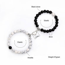 Load image into Gallery viewer, 2pcs/set Couple Bracelets Natural Stone Beads Heart Shaped Distance Magnet Attraction Couples Matching Stone Bracelet For Women Men Girl Boy Best Friend Healing Friendship Bracelet
