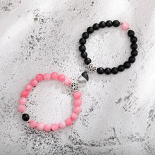 Load image into Gallery viewer, 2pcs/set Couple Bracelets Natural Stone Beads Heart Shaped Distance Magnet Attraction Couples Matching Stone Bracelet For Women Men Girl Boy Best Friend Healing Friendship Bracelet
