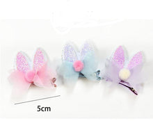 Load image into Gallery viewer, 2pcs/Set Cute Hair Clips For Girls Glitter Rainbow Felt Fabric Flowers Hairpins Cat Ears Bunny Barrettes Kids Hair Accessories for Halloween Parties Cosplay for Girls
