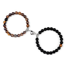 Load image into Gallery viewer, 2Pcs/Set Heart Shape Magnet Pendant Bracelet Couples Love Meaningful Natural Stone Bangles Jewelry Bracelet For Couples Elastic Magnetic Field Therapy Bracelet Women Matt Stone Bracelets For Girlfriend

