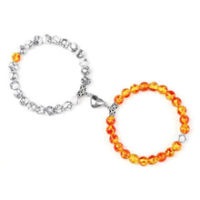 Load image into Gallery viewer, 2Pcs/Set Heart Shape Magnet Pendant Bracelet Couples Love Meaningful Natural Stone Bangles Jewelry Bracelet For Couples Elastic Magnetic Field Therapy Bracelet Women Matt Stone Bracelets For Girlfriend
