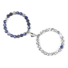 Load image into Gallery viewer, 2Pcs/Set Heart Shape Magnet Pendant Bracelet Couples Love Meaningful Natural Stone Bangles Jewelry Bracelet For Couples Elastic Magnetic Field Therapy Bracelet Women Matt Stone Bracelets For Girlfriend
