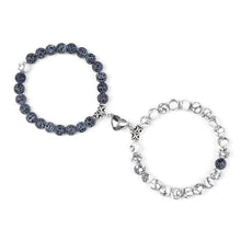 Load image into Gallery viewer, 2Pcs/Set Heart Shape Magnet Pendant Bracelet Couples Love Meaningful Natural Stone Bangles Jewelry Bracelet For Couples Elastic Magnetic Field Therapy Bracelet Women Matt Stone Bracelets For Girlfriend

