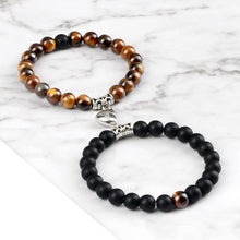 Load image into Gallery viewer, 2Pcs/Set Heart Shape Magnet Pendant Bracelet Couples Love Meaningful Natural Stone Bangles Jewelry Bracelet For Couples Elastic Magnetic Field Therapy Bracelet Women Matt Stone Bracelets For Girlfriend

