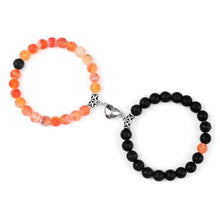 Load image into Gallery viewer, 2Pcs/Set Heart Shape Magnet Pendant Bracelet Couples Love Meaningful Natural Stone Bangles Jewelry Bracelet For Couples Elastic Magnetic Field Therapy Bracelet Women Matt Stone Bracelets For Girlfriend
