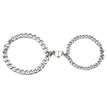 Load image into Gallery viewer, 2Pcs/Set Heart Shaped Magnet Attraction Bracelet For Couples Stainless Steel Chain Mens Womens Charm Bracelets For Couples Set Chain Bracelet Heart Magnetic Bracelets For Men Women Promise Attraction Link For Boyfriend Girlfriend
