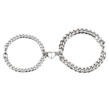 Load image into Gallery viewer, 2Pcs/Set Heart Shaped Magnet Attraction Bracelet For Couples Stainless Steel Chain Mens Womens Charm Bracelets For Couples Set Chain Bracelet Heart Magnetic Bracelets For Men Women Promise Attraction Link For Boyfriend Girlfriend
