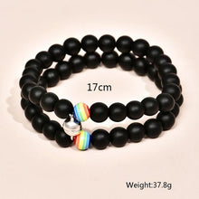 Load image into Gallery viewer, 2Pcs/set White Black Couple Magnetic Bracelets Natural Stone Matching Bracelet Magnetic Beaded Bracelets Set Attraction Friendship Relationship Wish Bracelet Gift For Women Men Him Her Best Friends
