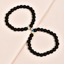 Load image into Gallery viewer, 2Pcs/set White Black Couple Magnetic Bracelets Natural Stone Matching Bracelet Magnetic Beaded Bracelets Set Attraction Friendship Relationship Wish Bracelet Gift For Women Men Him Her Best Friends
