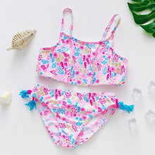 Load image into Gallery viewer, 3-16Y Cartoon Two-piece Girls Swimwear Ruffle Swimsuit Bikini Set One Shoulder Beachwear Princess Two Piece Bathing Suit Children Swimwear Girls Swimsuit Bikini Set
