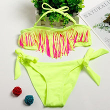 Load image into Gallery viewer, 3-16Y Cartoon Two-piece Girls Swimwear Ruffle Swimsuit Bikini Set One Shoulder Beachwear Princess Two Piece Bathing Suit Children Swimwear Girls Swimsuit Bikini Set
