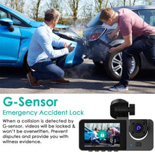 Load image into Gallery viewer, 3 Channel Dash Cam Front Inside Rear Vehicle Driving Recorder Car DVR
