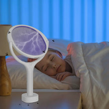 Load image into Gallery viewer, 3-in-1 90º Rotating Electric Bug Zapper Racket
