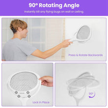 Load image into Gallery viewer, 3-in-1 90º Rotating Electric Bug Zapper Racket
