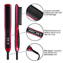 Load image into Gallery viewer, 3 IN 1 Multifunctional Hair Straightener Comb Hair Black Red Straightening Brush Portable Comb Fast Heating Men Beard Straightener For Traveling Perfect Gift For Adults
