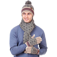 Load image into Gallery viewer, 3-in-1 Soft Warm Thick Cable Knitted Beanie Hat Scarf and Gloves Winter Set
