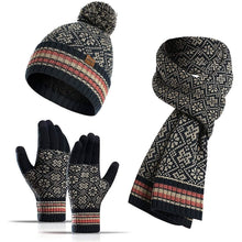 Load image into Gallery viewer, 3-in-1 Soft Warm Thick Cable Knitted Beanie Hat Scarf and Gloves Winter Set
