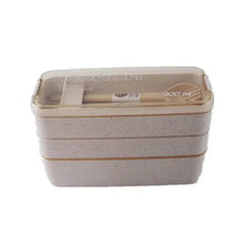 Load image into Gallery viewer, 3-Layer Stackable Bento Box Japanese Lunch Box Kit with Spoon &amp; Fork
