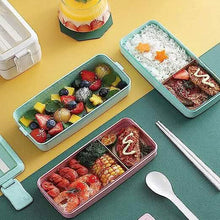 Load image into Gallery viewer, 3-Layer Stackable Bento Box Japanese Lunch Box Kit with Spoon &amp; Fork
