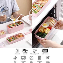 Load image into Gallery viewer, 3-Layer Stackable Bento Box Japanese Lunch Box Kit with Spoon &amp; Fork
