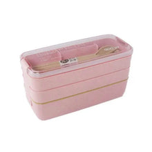 Load image into Gallery viewer, 3-Layer Stackable Bento Box Japanese Lunch Box Kit with Spoon &amp; Fork
