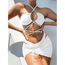 Load image into Gallery viewer, 3-Pack: Criss Cross Halter Bikini Swimsuit &amp; Beach Skirt
