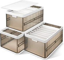 Load image into Gallery viewer, 3-Pack: Foldable Storage Bin with Lid Stackable Plastic Closet Organizer
